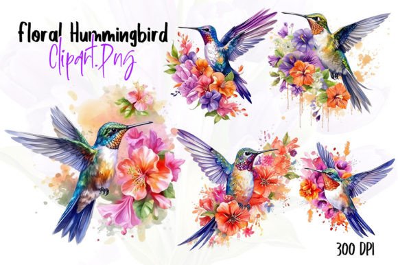 Download Floral Hummingbird Watercolor Clipart - Hummingbird watercolor Collection