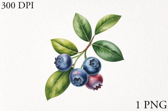 Download Watercolor Blueberry Clipart - Premium Bundle