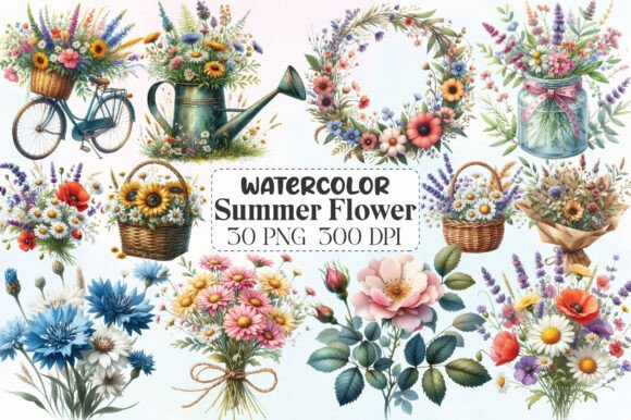 Download Watercolor Summer Flower Clipart - Summer flower clipart Collection