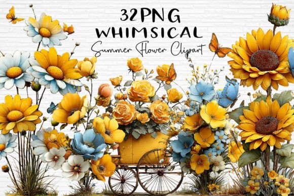 Download Whimsical Summer Flower Clipart PNG - Summer flower clipart Collection