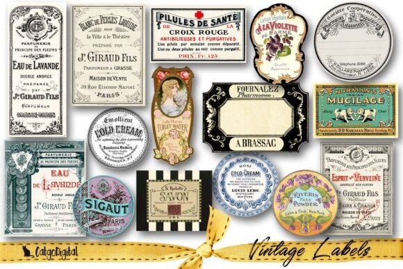 Download Vintage Ephemera Labels Individual Files - Labels Collection