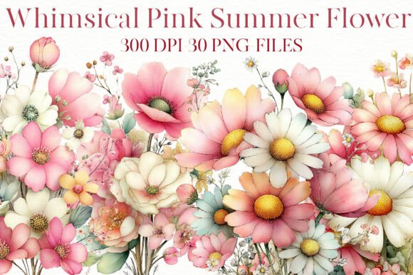 Download Whimsical Pink Summer Flower Clipart - Summer flower clipart Collection